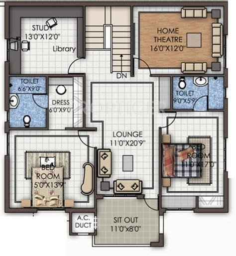 Aparna Hights II (4BHK+4T (2,320 sq ft) Study Room 2320 sq ft)