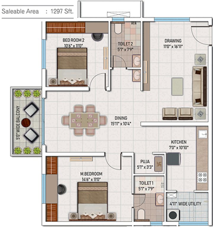 My Home Mangala (2BHK+2T (1,296.94 sq ft) 1296.94 sq ft)
