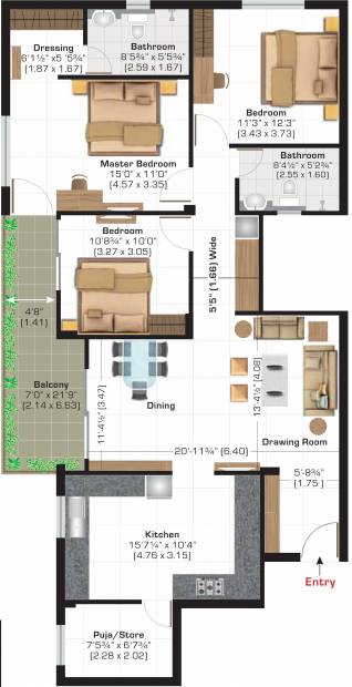 Ashiana Shubham Phase II (3BHK+2T (1,534 sq ft) + Pooja Room 1534 sq ft)