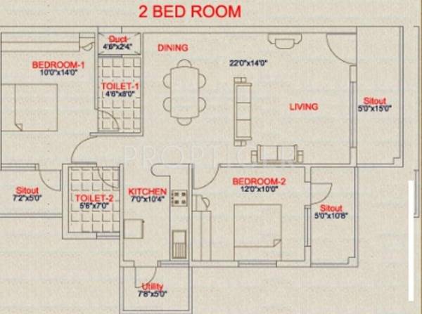 Damden Sienna (2BHK+2T (1,175 sq ft) 1175 sq ft)