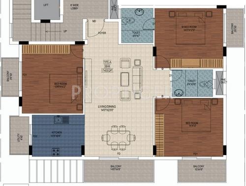 Excel The Park 2 (3BHK+2T (1,740 sq ft) 1740 sq ft) Excel The Park 2 (3BHK+2T (1,740 sq ft) 1740 sq ft)