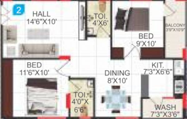 SV Shantiniketan (2BHK+2T (878.98 sq ft) 878.98 sq ft)