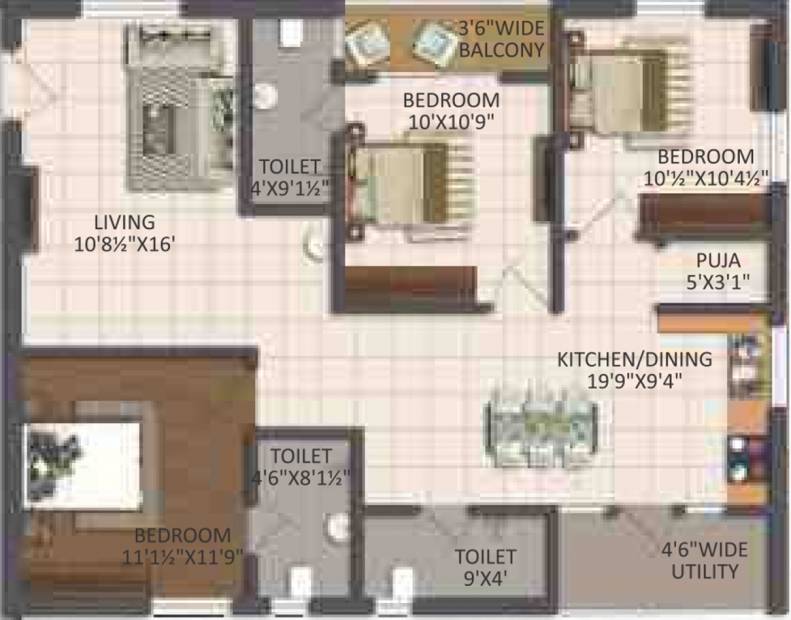 Jai Sri Devi Homes Khyathi (3BHK+3T (1,404 sq ft) + Pooja Room 1404 sq ft)