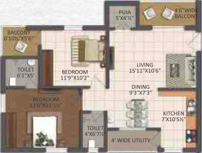 Jai Sri Devi Homes Khyathi (2BHK+2T (1,094 sq ft) + Pooja Room 1094 sq ft)