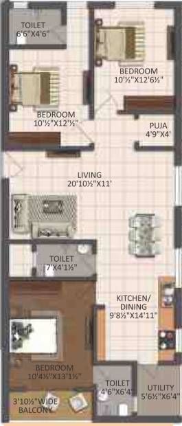 Jai Sri Devi Homes Khyathi (3BHK+3T (1,412 sq ft) + Pooja Room 1412 sq ft)