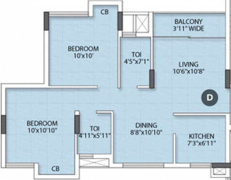 Rishi Ventoso (2BHK+2T (1,174 sq ft) 1174 sq ft)