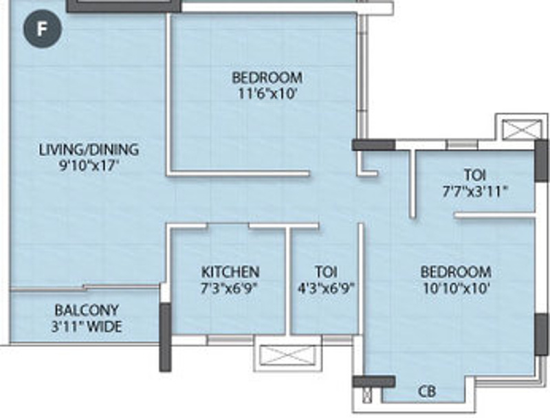 Rishi Ventoso (2BHK+2T (974 sq ft) 974 sq ft)