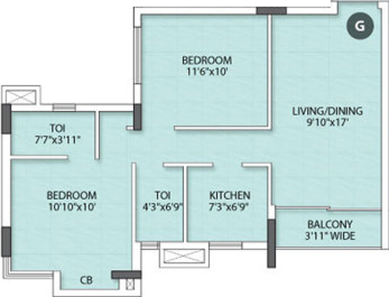Rishi Ventoso (2BHK+2T (1,103 sq ft) 1103 sq ft)