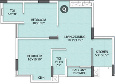 Rishi Ventoso (2BHK+2T (849 sq ft) 849 sq ft)