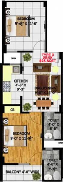 Kritak Rzone Homes (2BHK+2T (825 sq ft) 825 sq ft) Kritak Rzone Homes (2BHK+2T (825 sq ft) 825 sq ft)