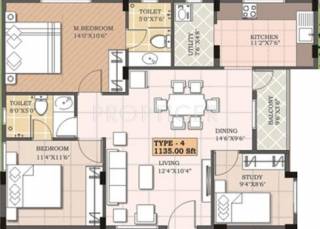 Bharat Creative North Nest (2BHK+2T (1,135 sq ft)   Study Room 1135 sq ft)