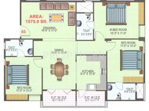 Winning Balaji Homes (3BHK+3T (1,575 sq ft) 1575 sq ft)