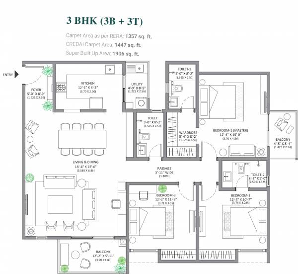 Assetz Marq 2 (3BHK+3T (1,906.00 sq ft) 1906 sq ft)