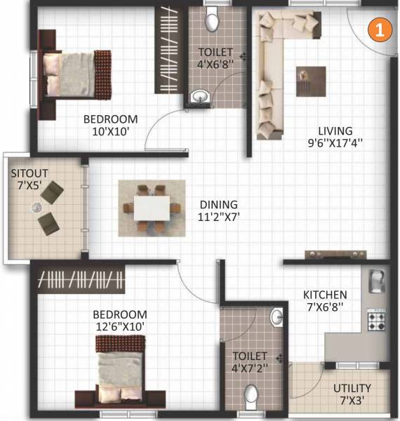 ND Ventures Magnolia (2BHK+2T (839 sq ft) 839 sq ft)
