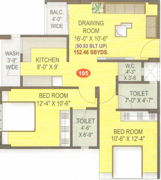 Ghoghari Amber Residency (2BHK+2T (1,372.14 sq ft) 1372.14 sq ft)