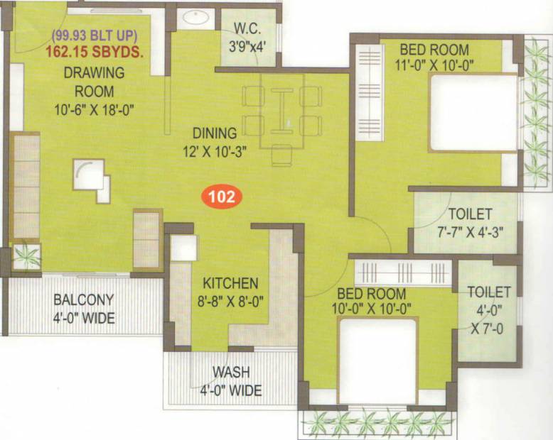 Ghoghari Amber Residency (2BHK+2T (1,459.35 sq ft) 1459.35 sq ft)