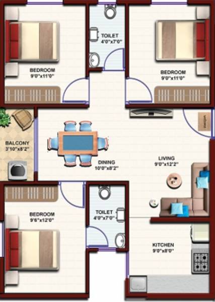 Bavisha Urban Homes Phase II (3BHK+3T (945 sq ft) 945 sq ft)