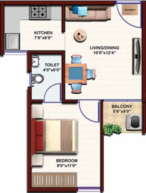 Bavisha Urban Homes Phase II (1BHK+1T (445 sq ft) 445 sq ft)