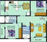 Floor Plan (2BHK+2T) Vintage Shelters Vintage Blosoom Floor Plan (2BHK+2T)