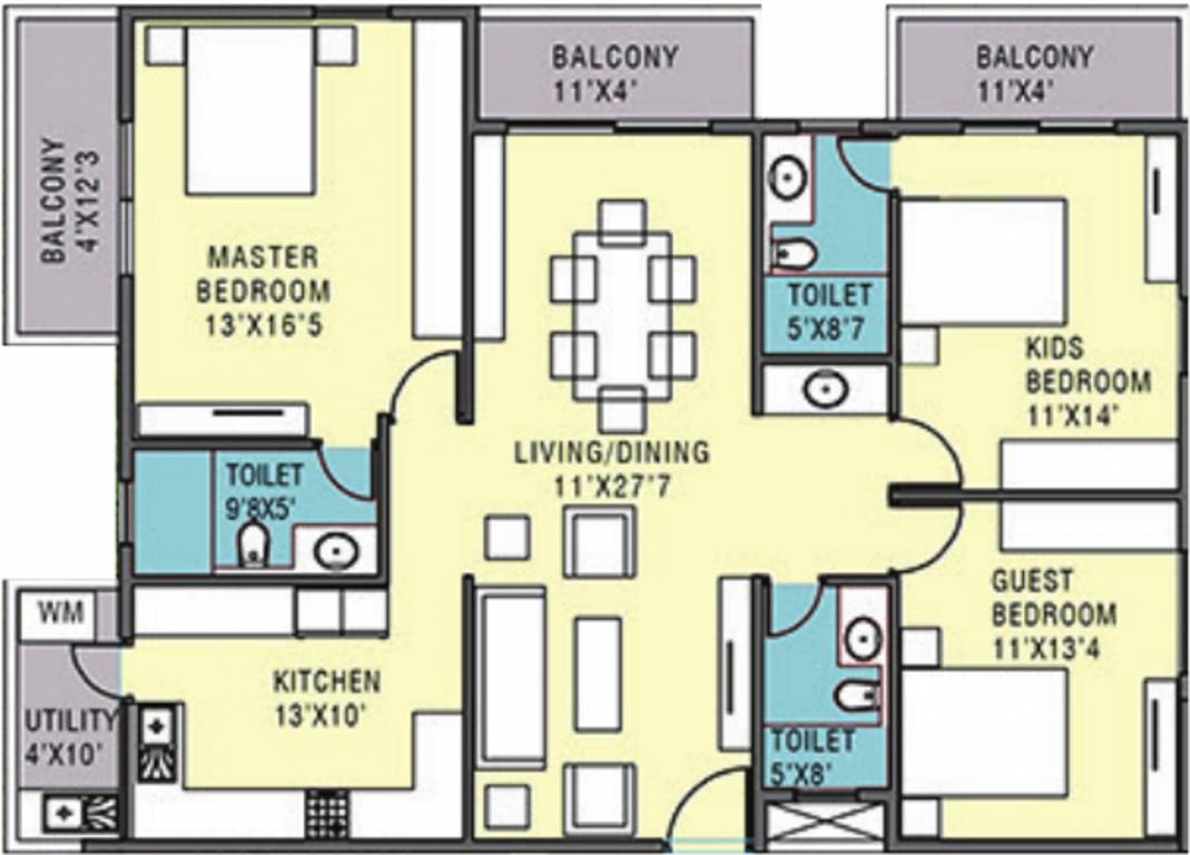 Pristine Meadows (3BHK+3T (1,733 sq ft) 1733 sq ft)