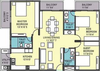 Pristine Meadows (3BHK+3T (1,733 sq ft) 1733 sq ft) Pristine Meadows (3BHK+3T (1,733 sq ft) 1733 sq ft)