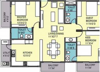 Pristine Meadows (3BHK+3T (1,702 sq ft) 1702 sq ft) Pristine Meadows (3BHK+3T (1,702 sq ft) 1702 sq ft)