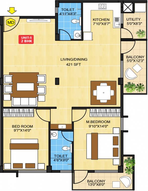 Atreya Vasumathi Fortune (2BHK+2T (1,312 sq ft) 1312 sq ft)