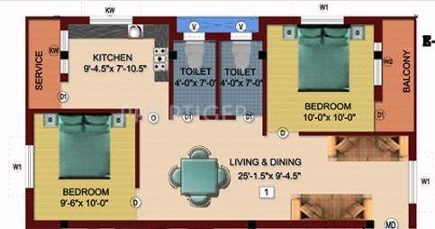 Rajni Appu Villa (2BHK+2T (845 sq ft) 845 sq ft)