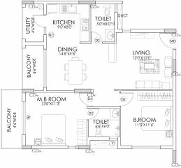 Perody Classic (2BHK+2T (1,208 sq ft) 1208 sq ft)