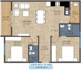 Mithuna White Bells (2BHK+2T (1,148 sq ft) 1148 sq ft)