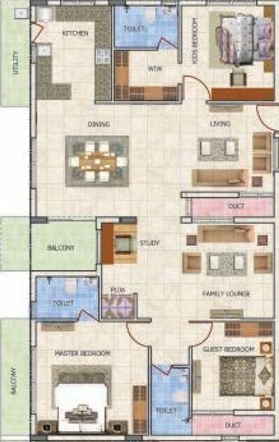 Inspire South (3BHK+3T (2,077 sq ft) + Pooja Room 2077 sq ft)