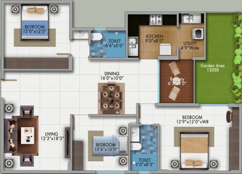 Sumukha Tropical Garden (2BHK+2T (1,513 sq ft) 1513 sq ft)