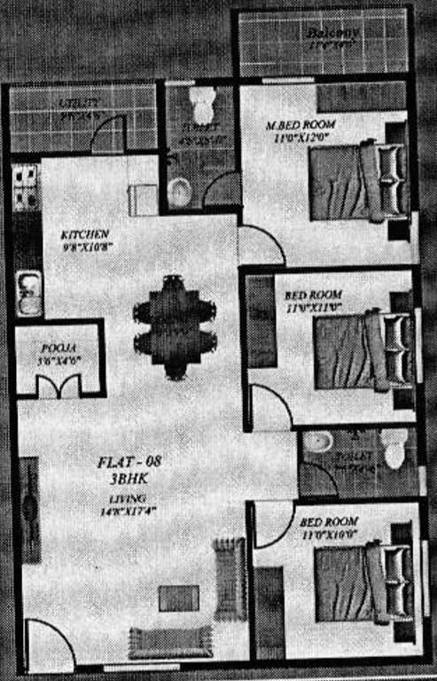 LKSJR Leelkrrish Residency (3BHK+3T (1,355 sq ft) 1355 sq ft)