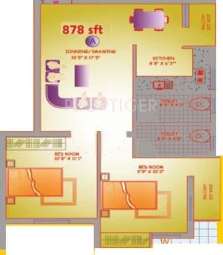 JBM Twilight (2BHK+2T (878 sq ft) 878 sq ft)