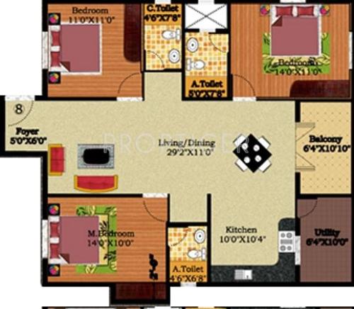 DS DSMAX STREAK NEST (3BHK+3T (1,442 sq ft) 1442 sq ft)