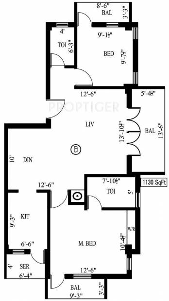 Rams Jai Vignesh (2BHK+2T (1,130 sq ft)   Servant Room 1130 sq ft)