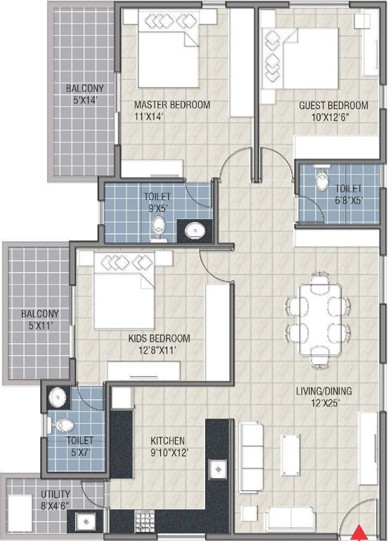 Navanaami Platina (3BHK+3T (1,565 sq ft) 1565 sq ft)