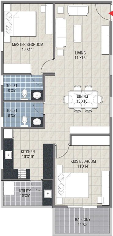 Navanaami Platina (2BHK+2T (1,215 sq ft) 1215 sq ft)
