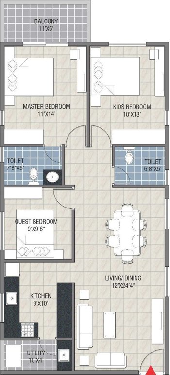Navanaami Platina (2BHK+2T (1,280 sq ft) + Study Room 1280 sq ft)