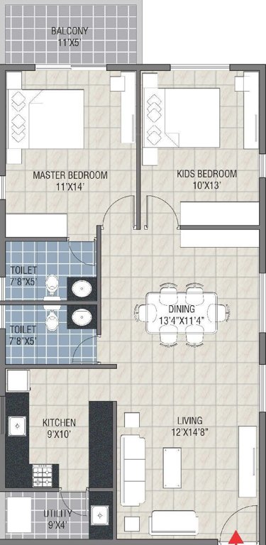 Navanaami Platina (2BHK+2T (1,185 sq ft) 1185 sq ft)
