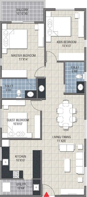 Navanaami Platina (2BHK+2T (1,360.02 sq ft) + Study Room 1360.02 sq ft)