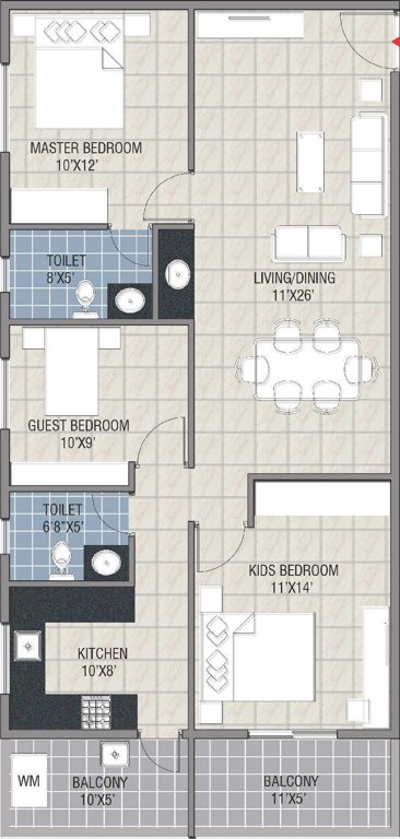 Navanaami Platina (2BHK+2T (1,285.00 sq ft) + Study Room 1285 sq ft)