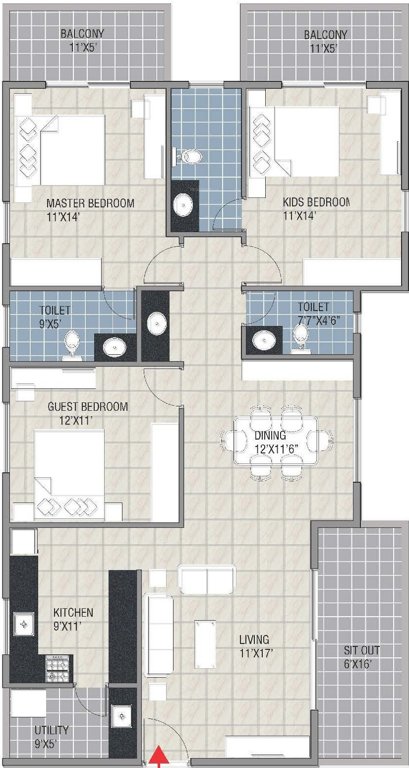 Navanaami Platina (3BHK+3T (1,750 sq ft) 1750 sq ft)