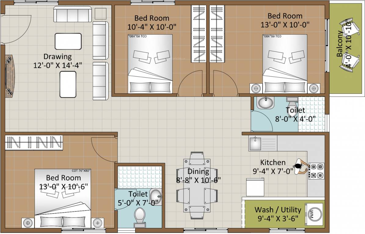 Cansa Dhaiya (3BHK+3T (1,011.5 sq ft) 1011.5 sq ft)