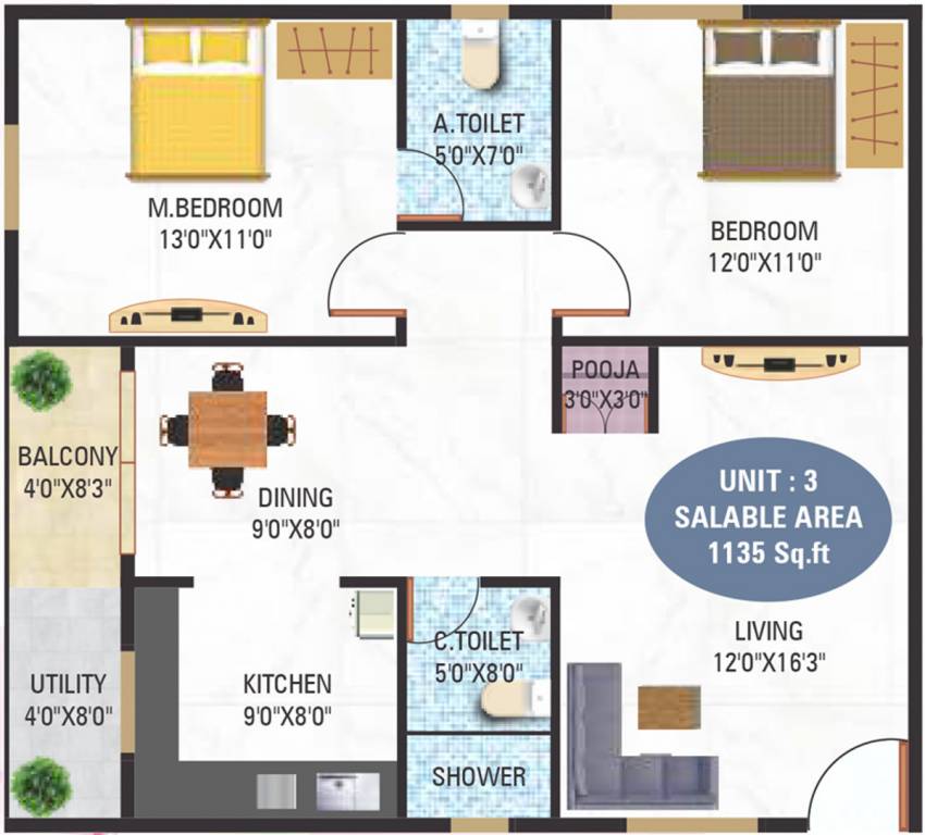 5 Elements GR Lotus (2BHK+2T (1,135 sq ft) 1135 sq ft)