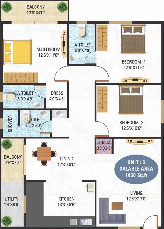 5 Elements GR Lotus (3BHK+3T (1,630 sq ft) 1630 sq ft)