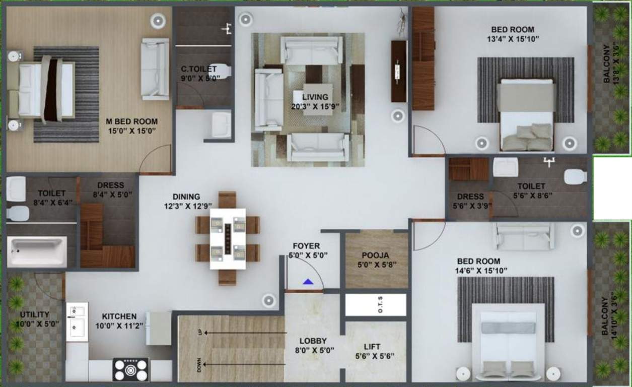 Tirumala Kare Gruham (3BHK+3T (2,300 sq ft) 2300 sq ft)
