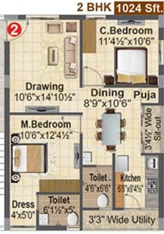 Madhavaram Serenity (2BHK+2T (1,023.97 sq ft) + Pooja Room 1023.97 sq ft)