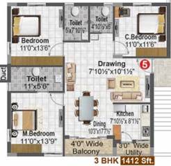 Madhavaram Serenity (3BHK+3T (1,411.90 sq ft) 1411.9 sq ft)