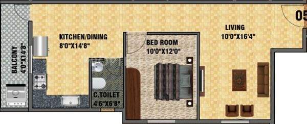 DS Serenity Nest (1BHK+1T (907 sq ft) 907 sq ft)